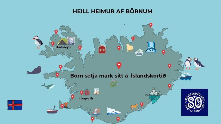 Heill heimur af börnum - börn setja mark sitt á Íslandskortið - mynd