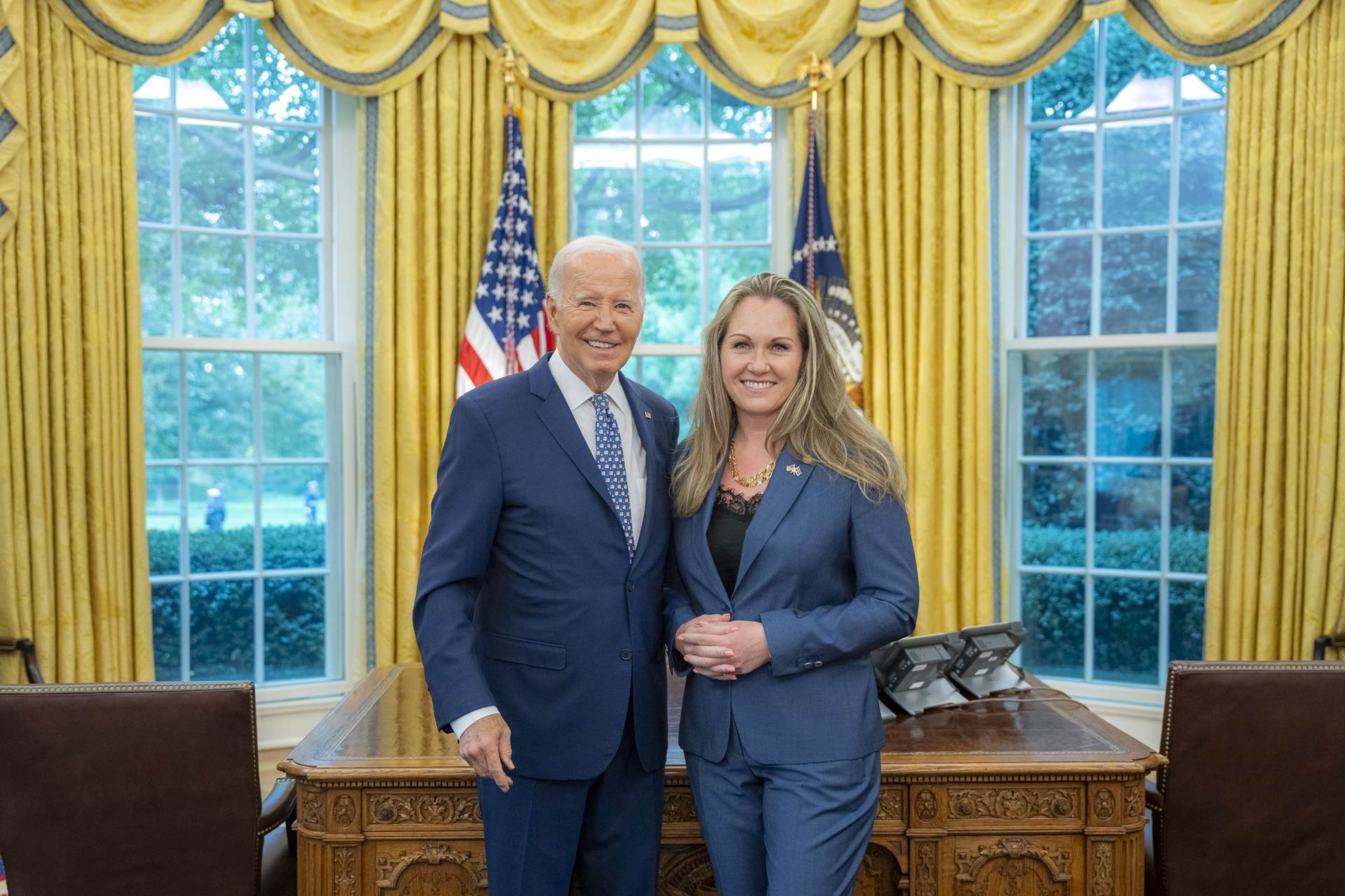 Joseph R. Biden Bandaríkjaforseti og Svanhildur Hólm Valsdóttir, sendiherra Íslands í Bandaríkjunum.  - mynd